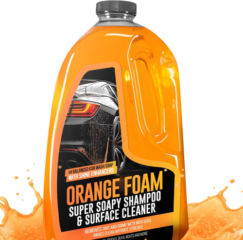 64oz Orange Foam Car Wash Soap – pH Balanced Citrus Vehicle Shampoo