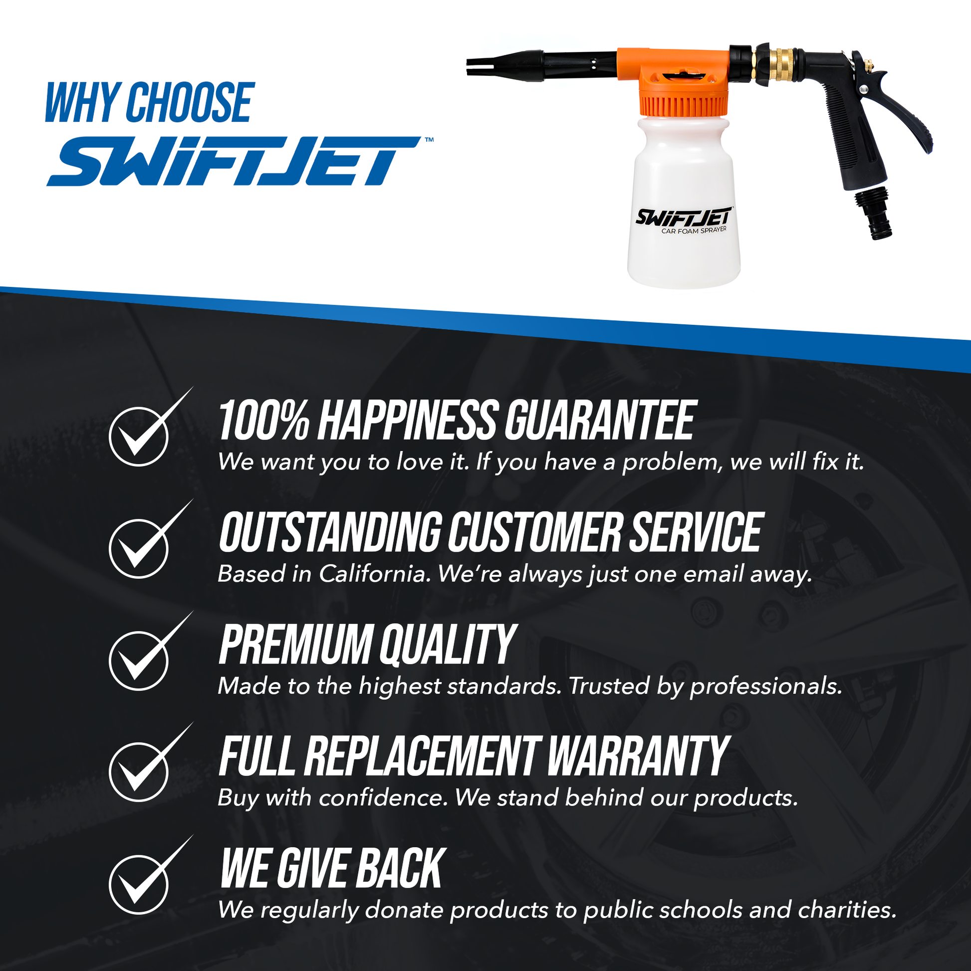 Car Wash Foam Gun + Free Microfiber Wash Mitt (Choose Orange, Blue or Black)